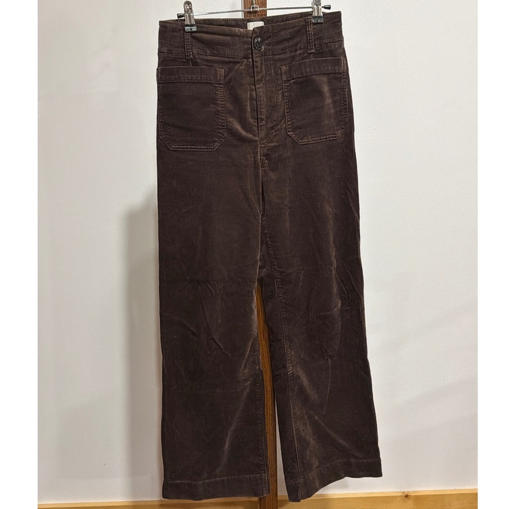 Maeve Anthropologie The Colette Corduroy Wide Leg Pants Brown 27 High Rise MOD